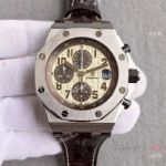 Swiss Audemars Piguet Copy 3126 Watch Milk Dial Brown Leather